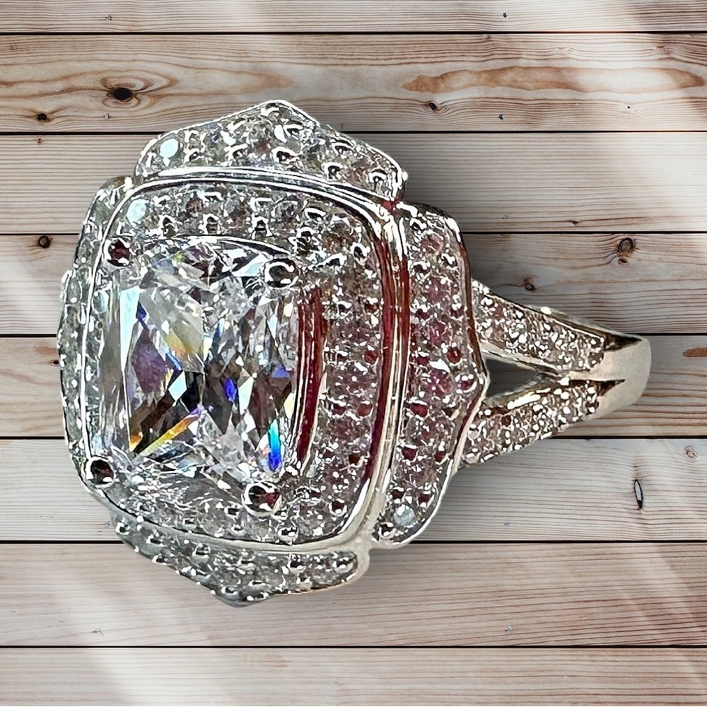 NEW Antique / Vintage / Estate Style White CZ Rhodium-Plated 925 Sterling Ring - Picture 14 of 16